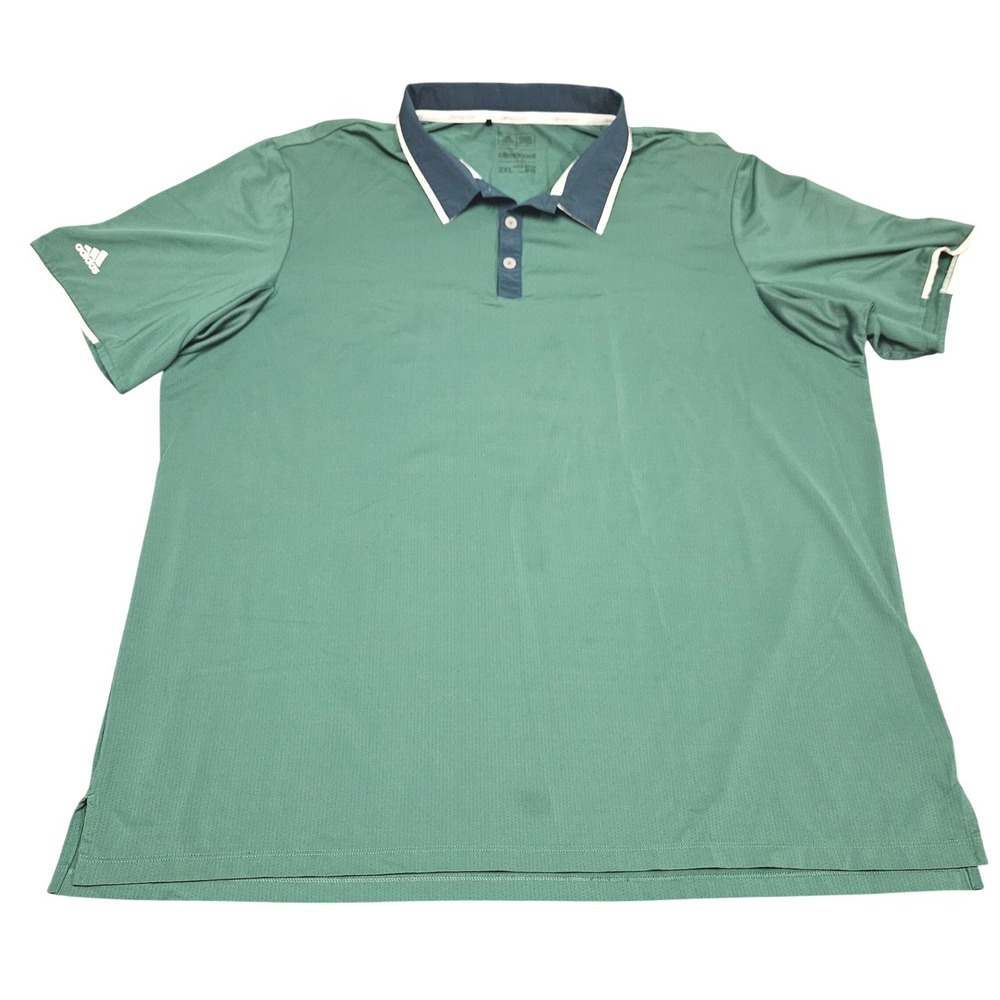 Adidas Polo Shirt Mens 2XL Green Climacool Short Sleeve‎ Golf Athletic Sporty